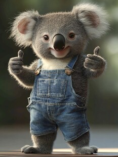 穿着背带裤的考拉