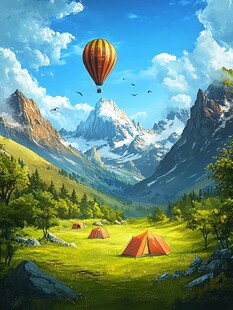 户外露营插画kv