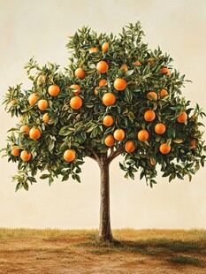 手绘橘树