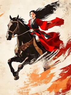 骑马的红衣少女