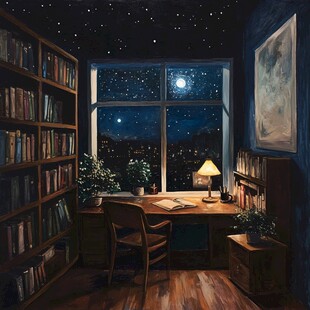 夜晚书房