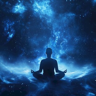 合掌打坐人物剪影