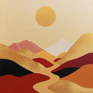 新中式烫金金箔山水