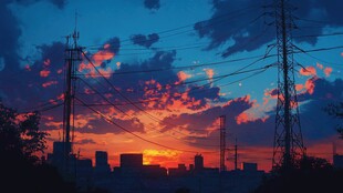 日本动漫风格晚霞