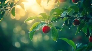 逆光下的红果
