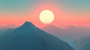 高山夕阳太阳落山