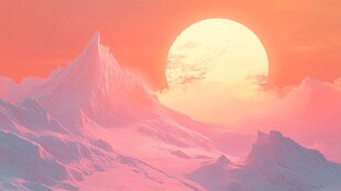 粉红色的超现实山脉