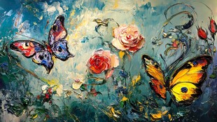 油画装饰画蝴蝶