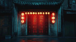 古建红灯笼夜景