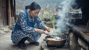 孤山里的农家正在做饭