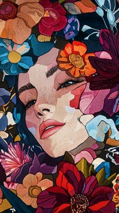 手绘艺术女人花挂画