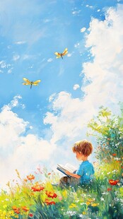 唯美小男孩插画