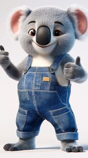 穿着背带裤的考拉