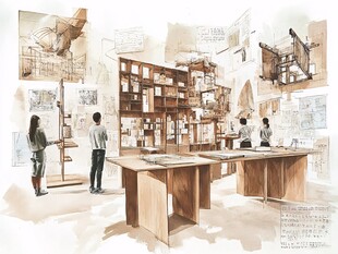 图书馆手绘马克笔