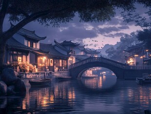 江南古镇唯美夜景