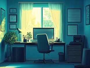 书桌插画