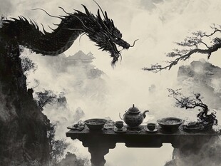 水墨龙背景