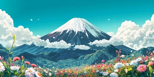 富士山插画