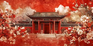 红宫墙插画
