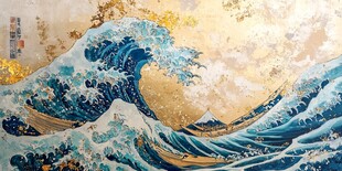 海浪仙鹤海浪酒店壁画