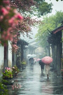 古镇春雨