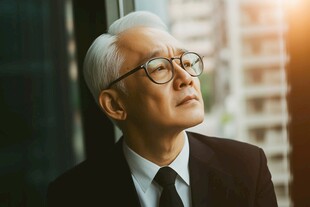 灰色的头发西装