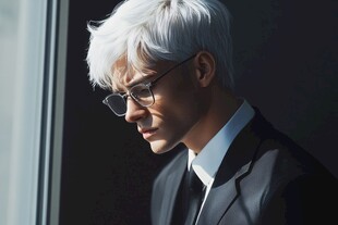 灰色的头发西装