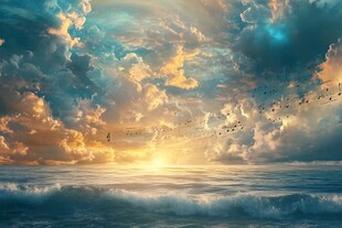 海天一色艺术画