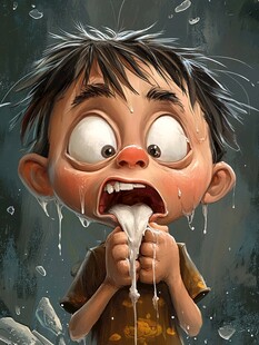 冰棒表情夸张的小孩