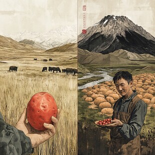 宁夏西瓜包装插画