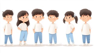 儿童全身像插画
