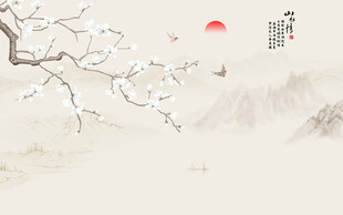 新中式工笔花鸟画背景墙壁纸