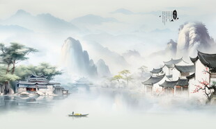山水意境中国风水墨画