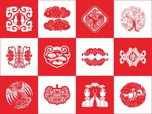 剪纸  窗花  古典花纹素材