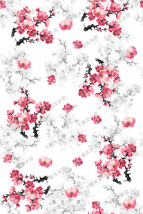 手绘梅花印花