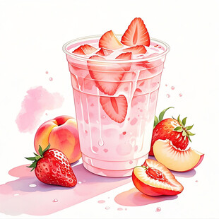 草莓桃桃牛乳