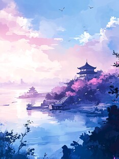 插画爱晚亭