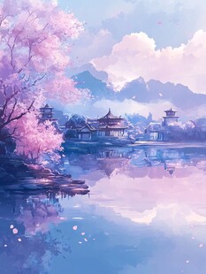 唯美古风场景插画