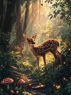 卡通唯美梦幻鹿