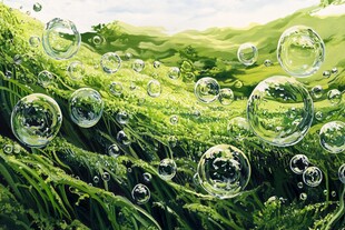 泡泡背景绿草地