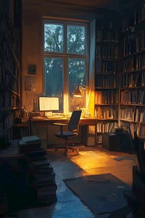 夜晚书房