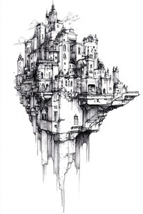 手绘城堡速写速描