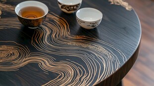 禅意抽象茶几图案