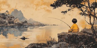 垂钓插画