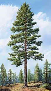 横向生长的松树
