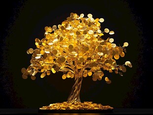 金色招财摇钱树