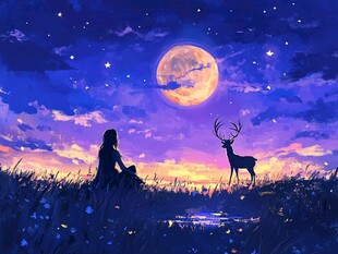 月光插画月光下