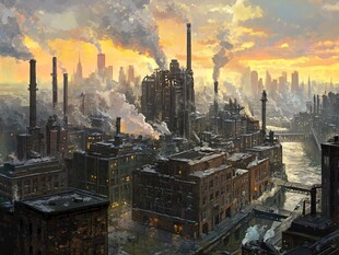 工业区油画
