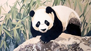 大熊猫基地插画