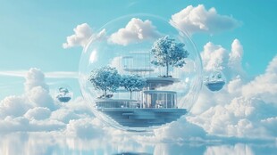 3d城市悬浮岛风景